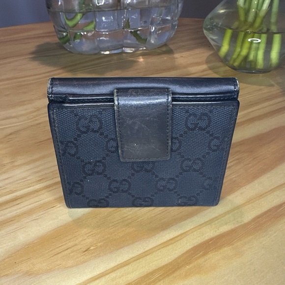 Authentic Gucci Black Monogram Canvas Compact Bi-fold Wallet - Picture 2 of 5